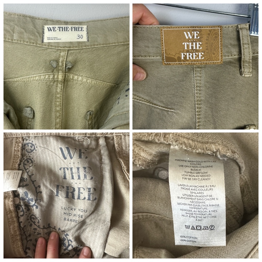Free People We The Free Good Luck Mid Rise Barrel Jeans Size 30 Cotton Neutral - Picture 16 of 16